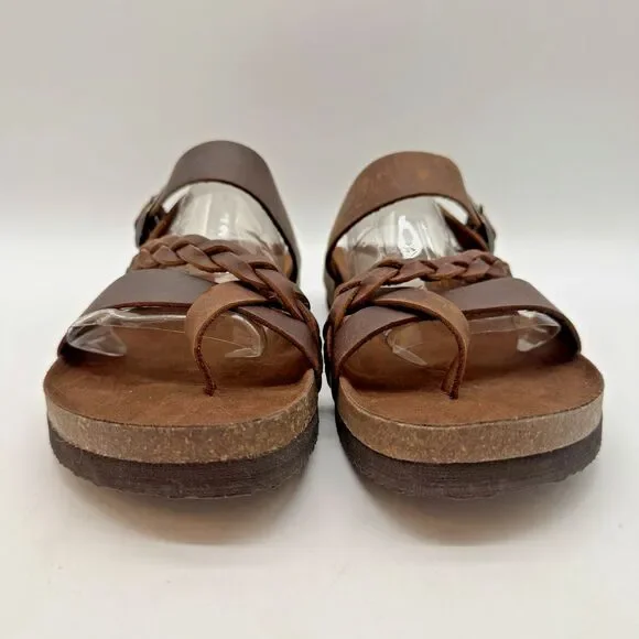 White Mountain Footbeds Hazy Sandal Women's 8M Whiskey Brown Leather Boho Slides - Picture 3 of 10